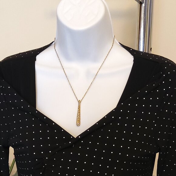 New Monet  Yellow Citrine Crystal Teardrop Charm Pendant Gold Tone Necklace - Picture 10 of 12